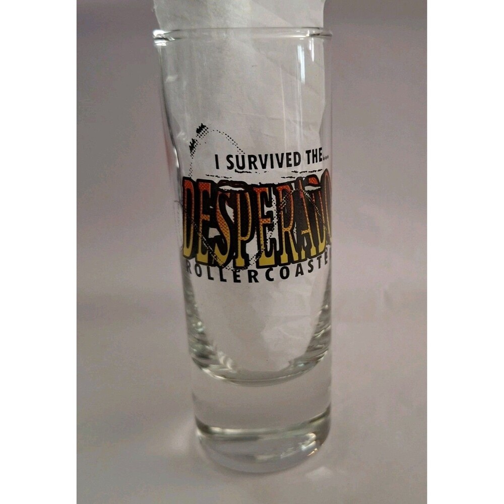 Rare Vtg Desperado Rollercoaster, Souvenir Shot Glass, Buffalo Bill's Primm NV